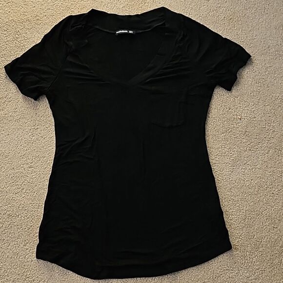 AmélieBoutik Women Slim Fit Chest Pocket Shirt V Neck Short Sleeve Basic Top L - Picture 6 of 10